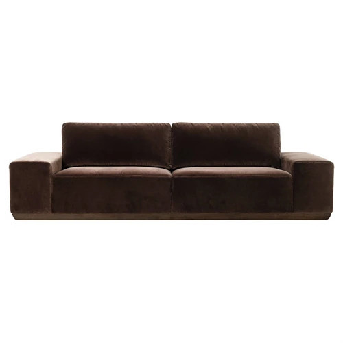 Isaiah Modern Classic Brown Velvet Performance Sofa - 104" | Kathy Kuo Home