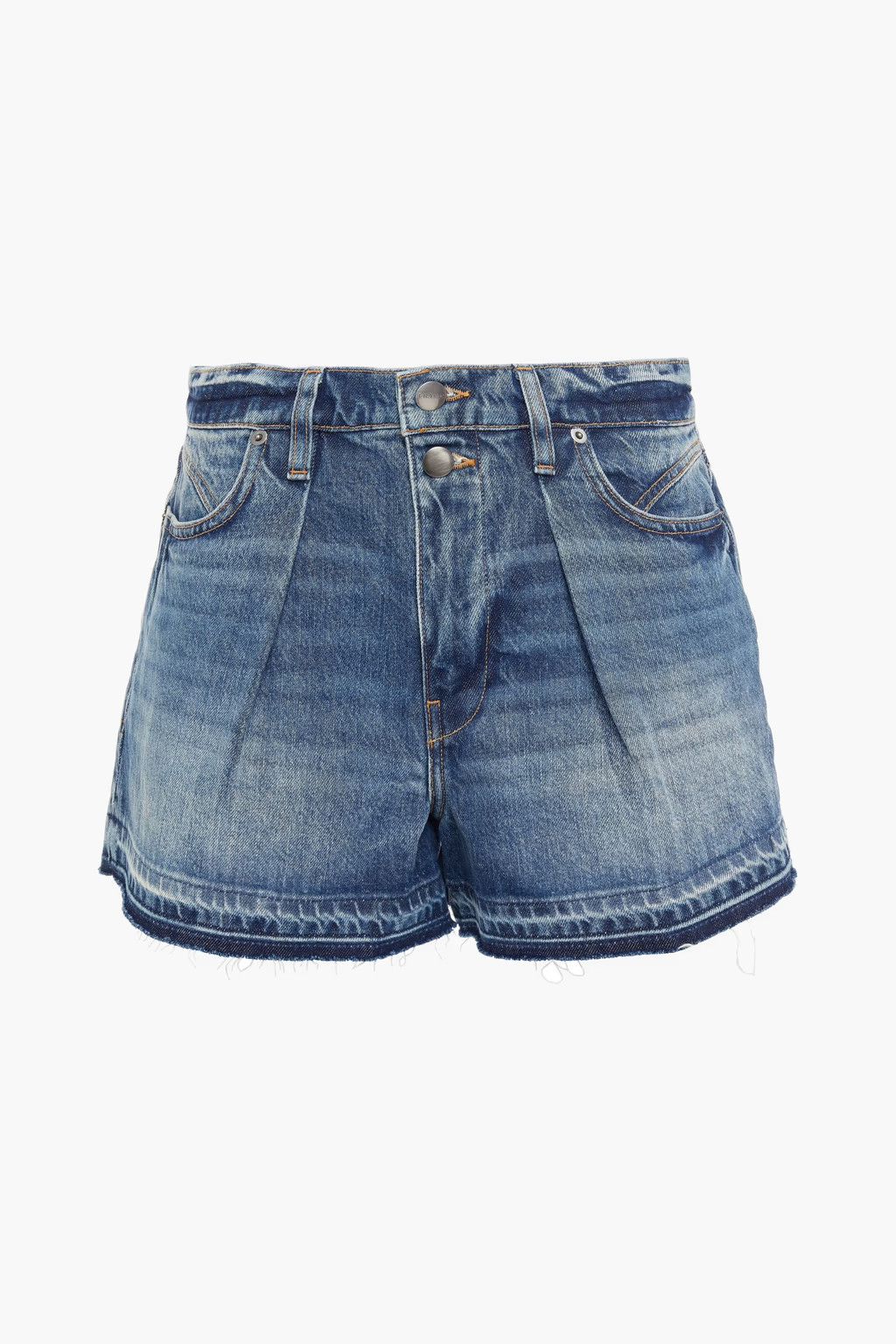 FRAME Pleated denim shorts | Sale up to 70% off | THE OUTNET | The Outnet (US and CA)