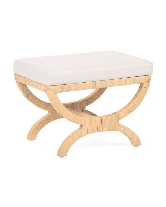 26x19x17 Azura Rattan Ottoman With Cushioned Top | TJ Maxx