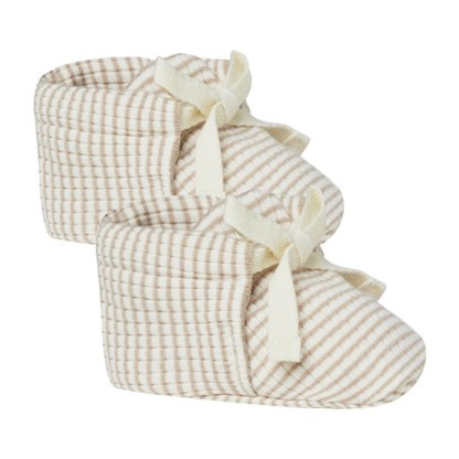 Organic Ribbed Baby Booties, Ash Stripe | SpearmintLOVE