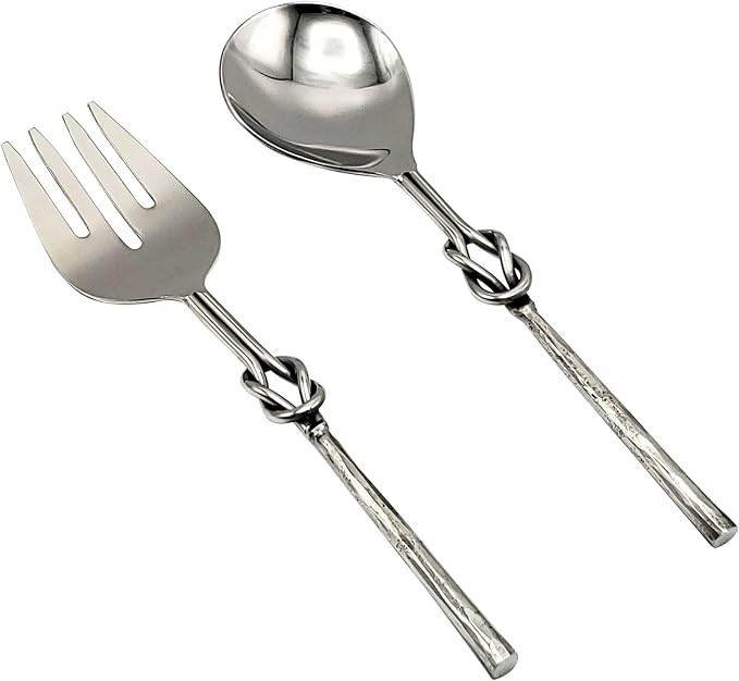 Elyon Reef Knot Reflective Silver Salad Serving Set Indian Artisan Made Hostess Set Hand Forged S... | Amazon (US)