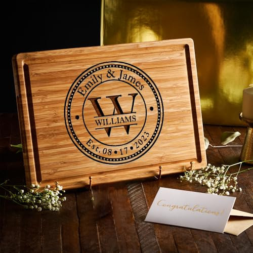 Personalized Wedding Cutting Board - Custom Monogram Engraved Charcuterie Board, Bridal Shower Registry Gift Ideas - 50th Anniversary Gift for Her, USA Hand Crafted | Amazon (US)