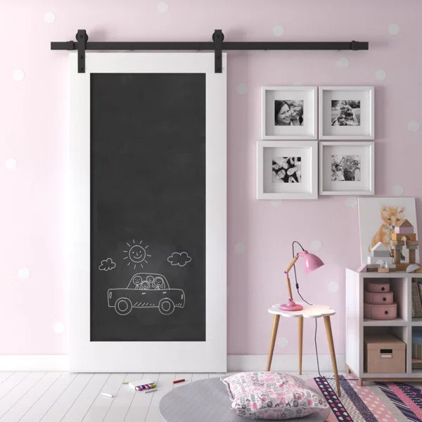 Paneled Wood Chalkboard Barn Door with Installation Hardware Kit | Wayfair North America