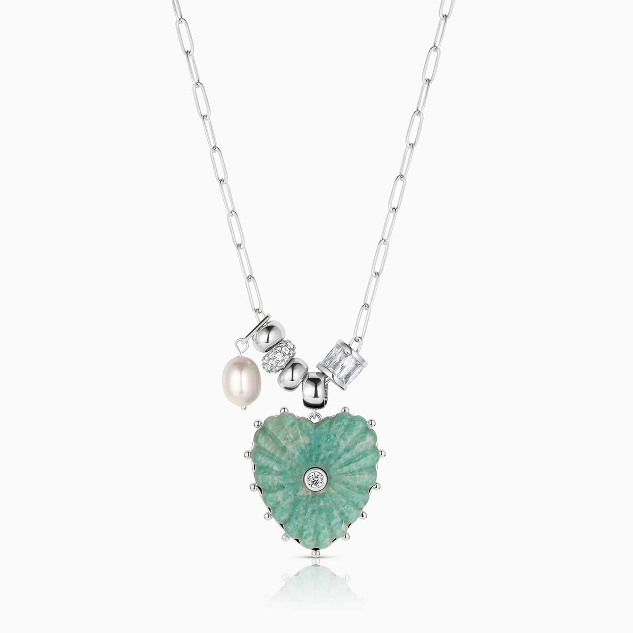 Soirée Silver Amazonite Heart Necklace | Thatch