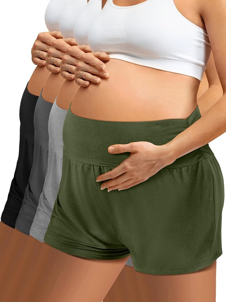 4 Pack Maternity Shorts Comfy Women Maternity Pajamas Clothes Sleep Shorts Lounge Shorts Pregnanc... | Amazon (US)