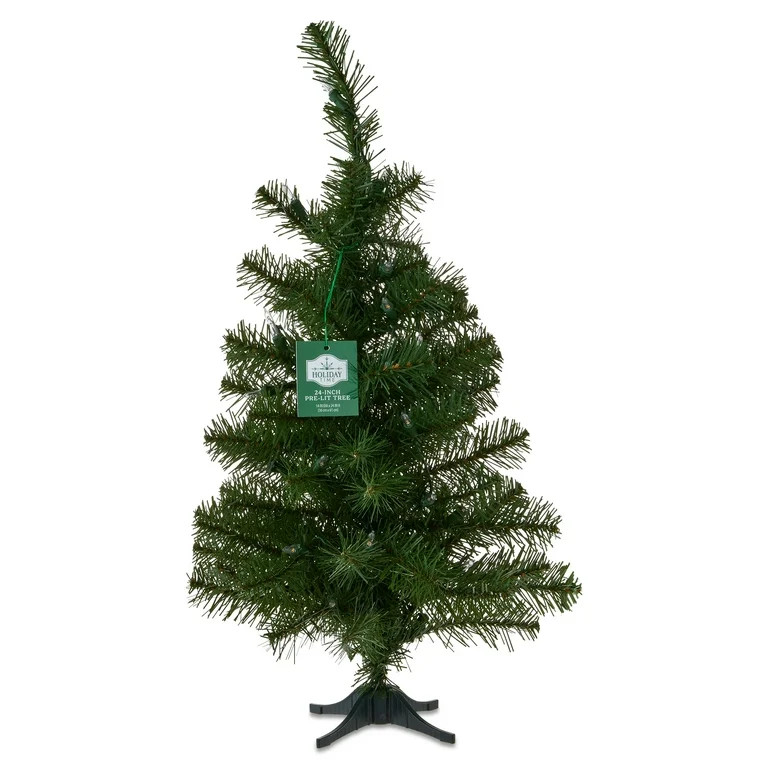 2 FT Mini Noble Spruce Pre-Lit Green Artificial Christmas Tree with Warm White LED Lights, by Hol... | Walmart (US)