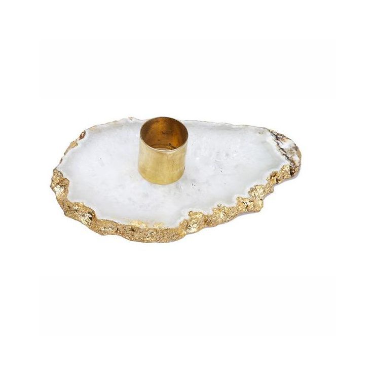 Classic Touch Flat Agate Stone Candle Holder | Target