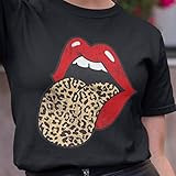 Red Lips Leopard Shirt, Lipstick, Kiss, Sexy, Glitter, Cool Gift Idea, Makeup, Print, Animal, Clothi | Amazon (US)