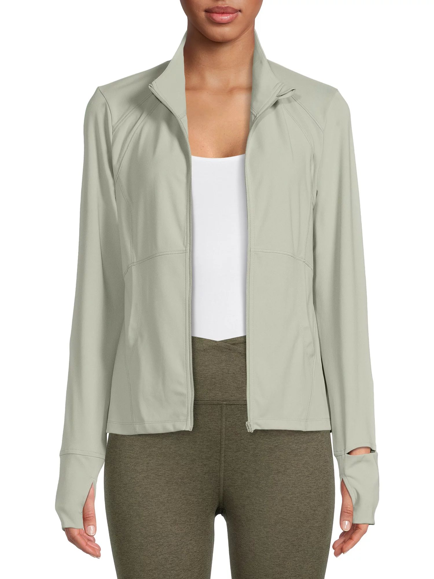 Avia Women's Active Full Zip Long Sleeve Jacket with Thumbholes and Sport Watch Opening - Walmart... | Walmart (US)