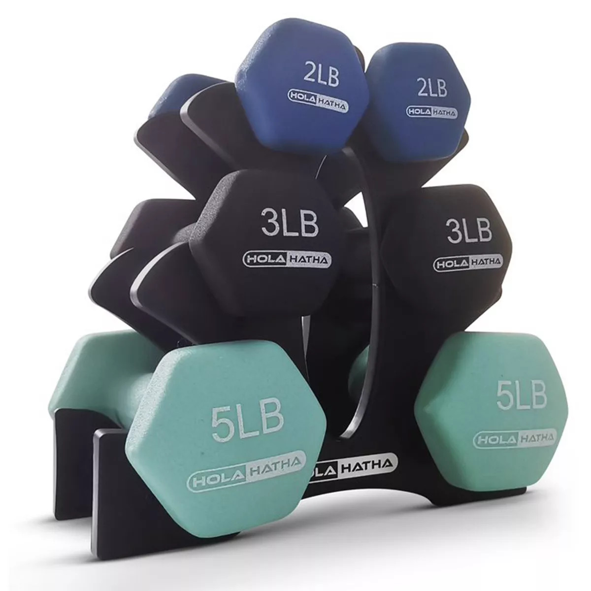 HolaHatha Hex Dumbbell Set with Hand Weights and Storage Rack | Target