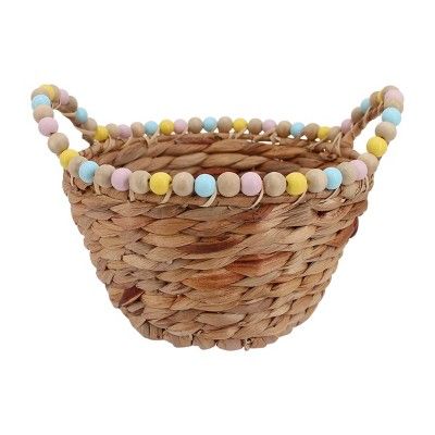 9" Water Hyacinth Easter Basket with Color Beads Trim - Spritz™ | Target