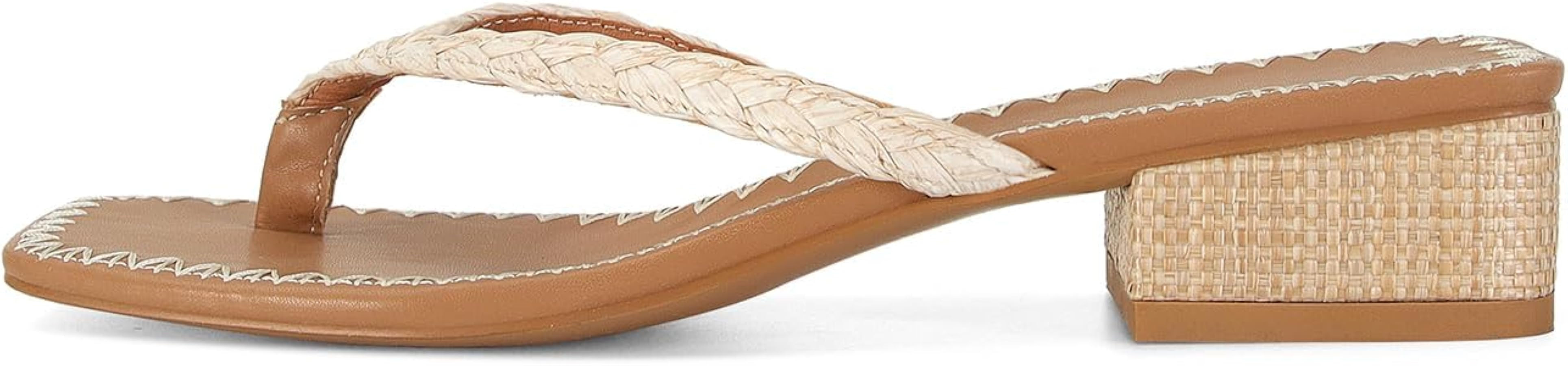 DOEYG Raffia Heels Sandals for Women Summer Beach Flip Flops Square Open Toe Flat Heeled Sandals ... | Amazon (US)