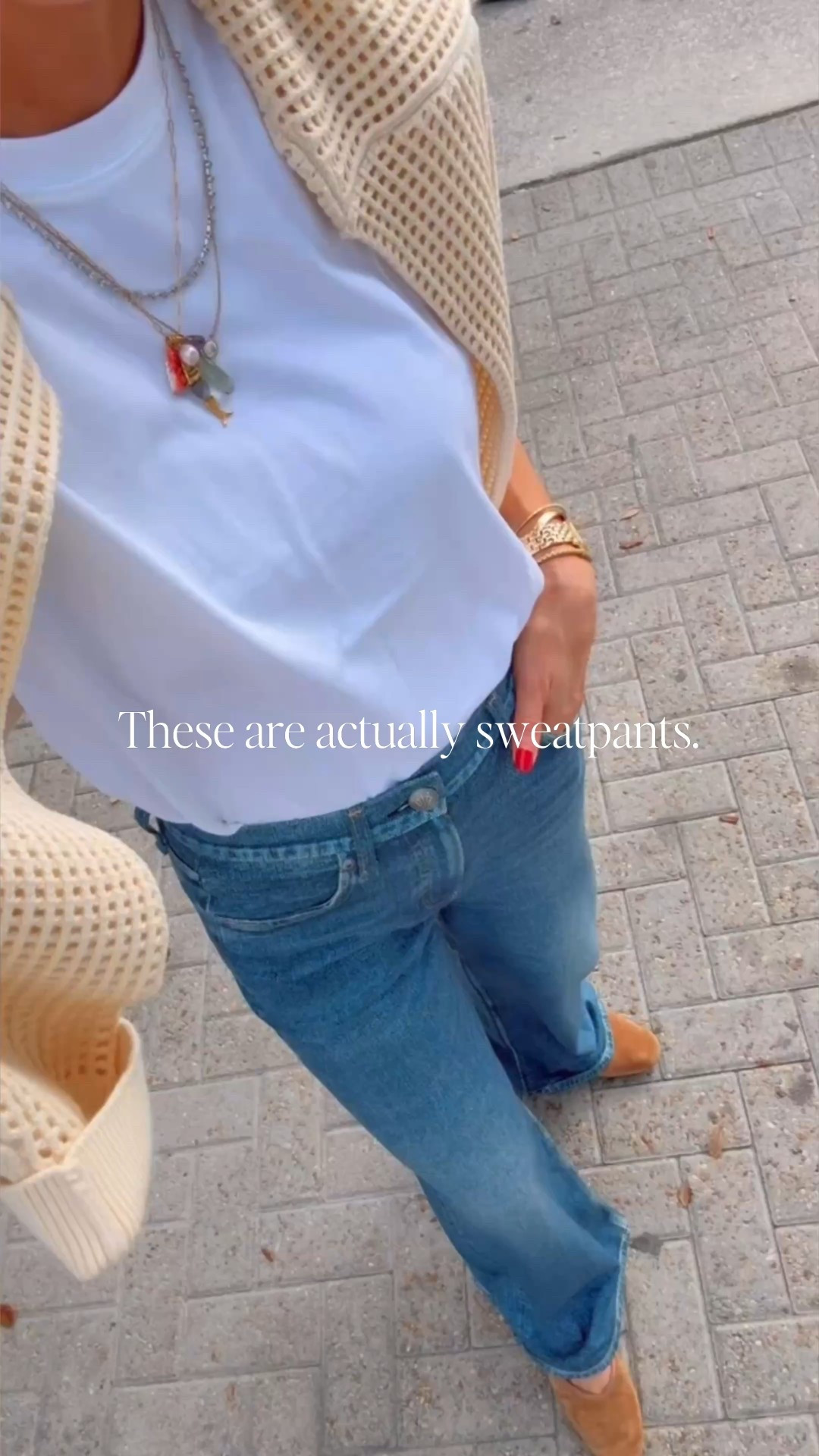 These are actually sweatpants believe it or not. I'm wearing size xs fit - I'm normally a size 25 in pants. 