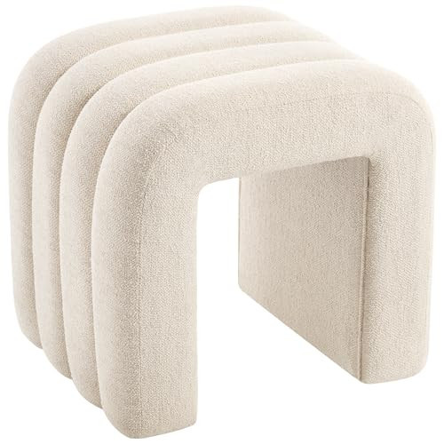Scingu Multi-Functional Ottoman Stool, Footrest for Couch, Modern Vanity Stool for Make-up Room, Living Room and Entryway, Small Cute Footstool (Beige Linen) | Amazon (US)