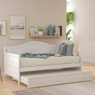 White Twin Wood Daybed with Trundle | The Home Depot
