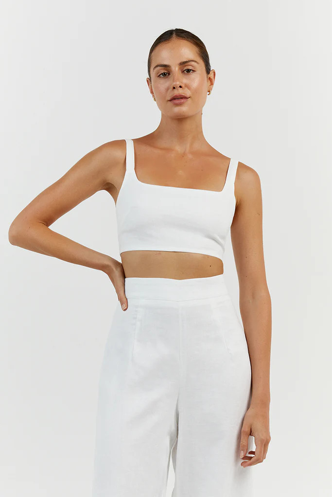 PENNY WHITE LINEN CROP TOP | DISSH