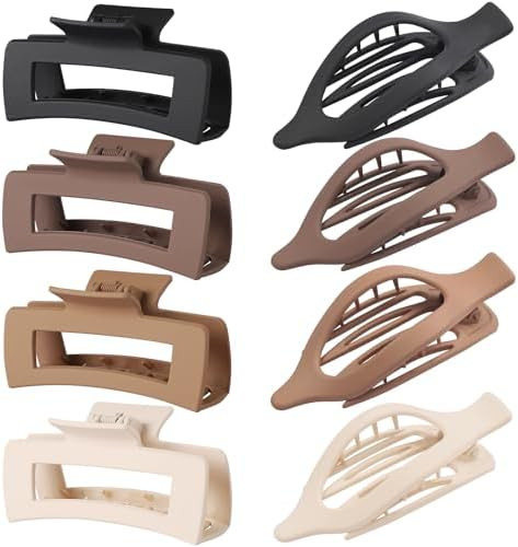 CHANDAT Hair Clips for Women 4.3 Inch Large Hair Claw Clips 8 pcs Square Claw Clips & Flat Hair C... | Amazon (US)