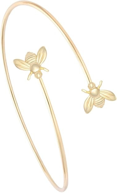 Adjustable Tiny Bumble Bee Queen Bee Cuff Wire Wrapped Bangle Bracelet Insect Mother's Day Jewelr... | Amazon (US)
