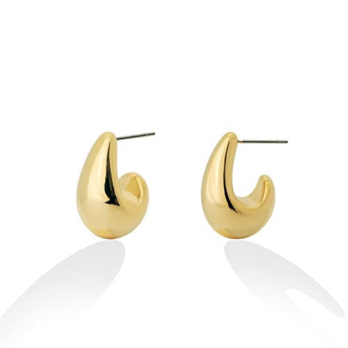 OZEL - 14K Gold Colored Lightweight Chunky Hoops | Gold Hoop Earrings for Women (G303853) | Amazon (US)