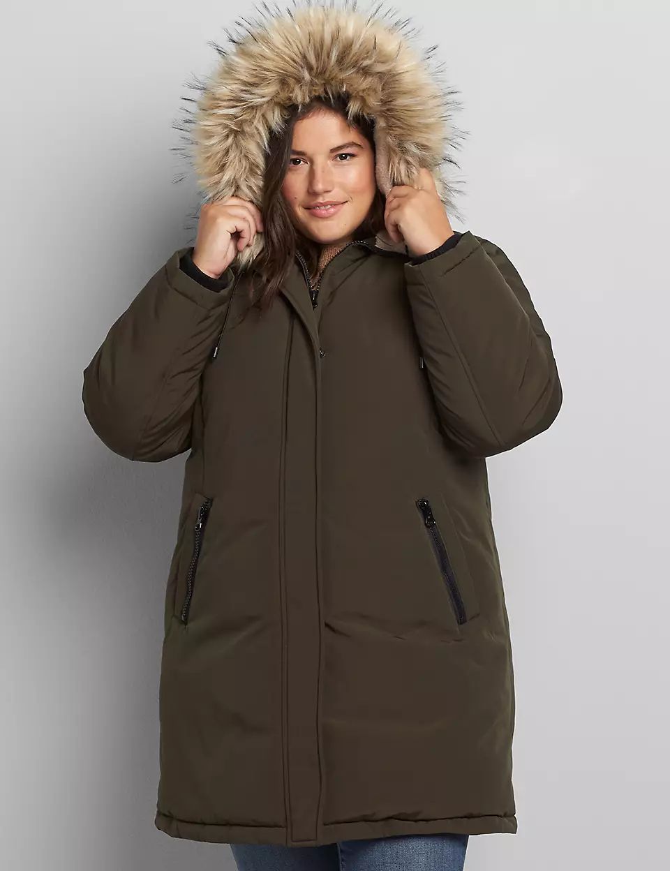 Faux-Fur Trim Hooded Parka Coat | Lane Bryant (US)