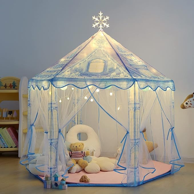 Princess Play Tent, Frozen Toy for Girls, Kids with Snowflake Lights, Playhouse for Toddlers Indo... | Amazon (US)