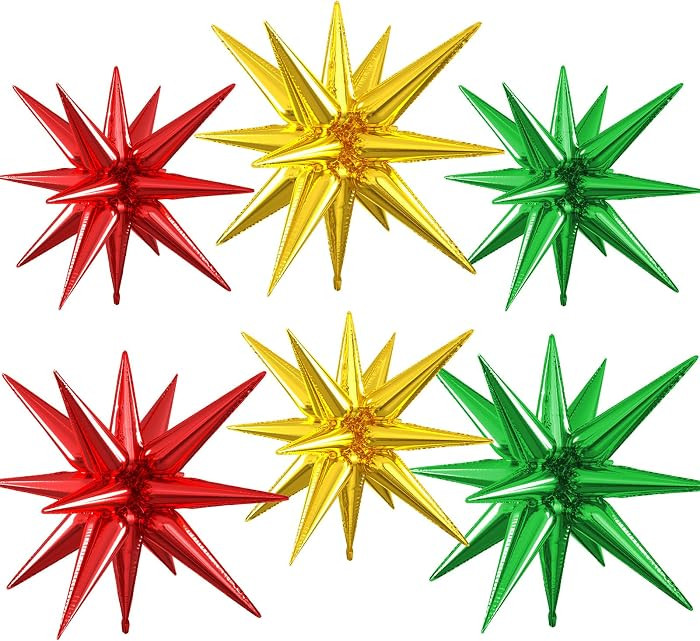Red Green Gold Star Balloons, 22/27 Inch Red and Green Gold Star Shaped Balloons, Aluminum Foil B... | Amazon (US)