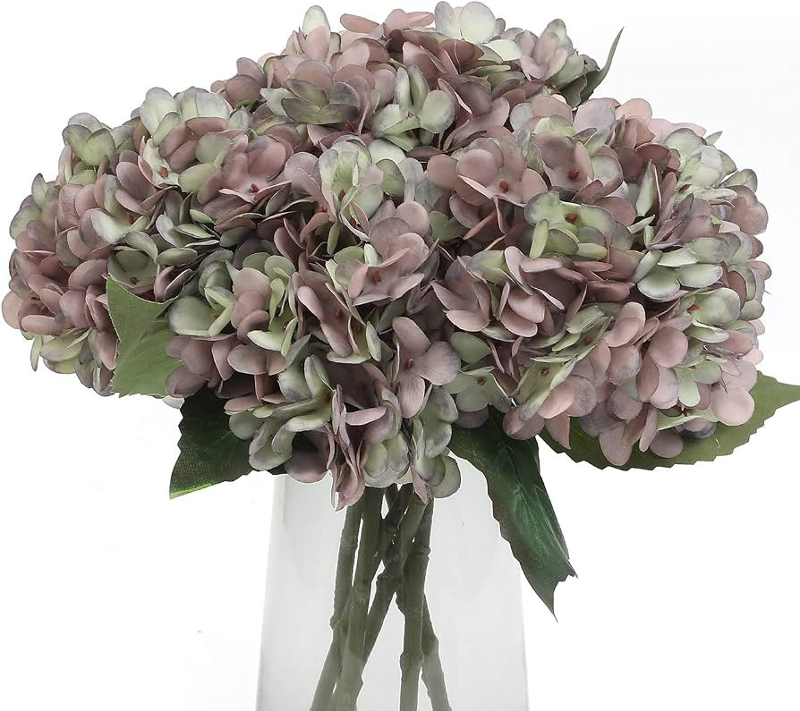 Kimura's Cabin 6pcs Fake Hydrangeas Flowers Vintage Artificial Silk Hydrangea Bouquets with Stems... | Amazon (US)