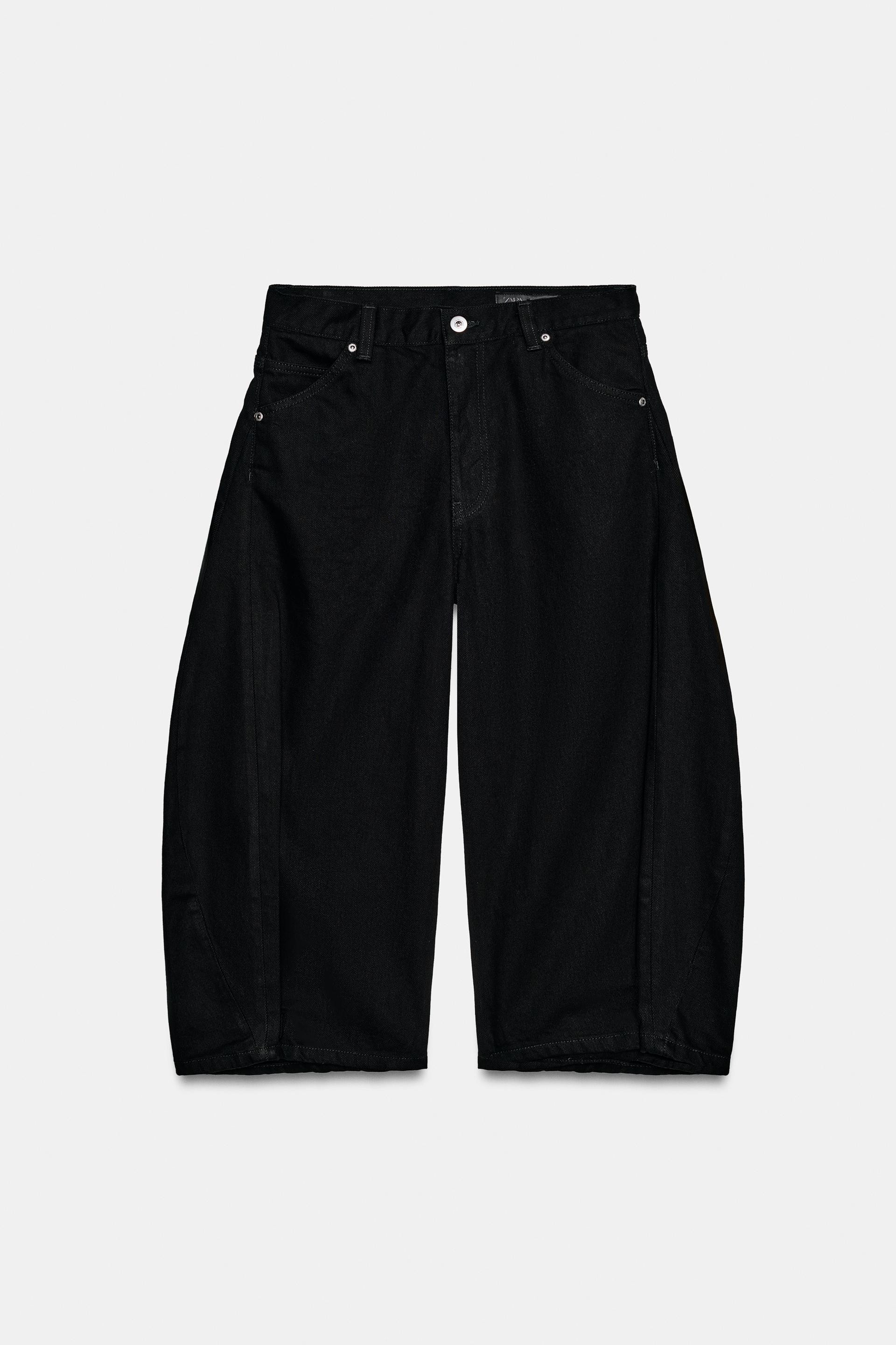Zara - Mid-Rise Carrot Denim Bermuda Shorts Zw Collection - Black - 30 (Us 10) - Woman | Zara US