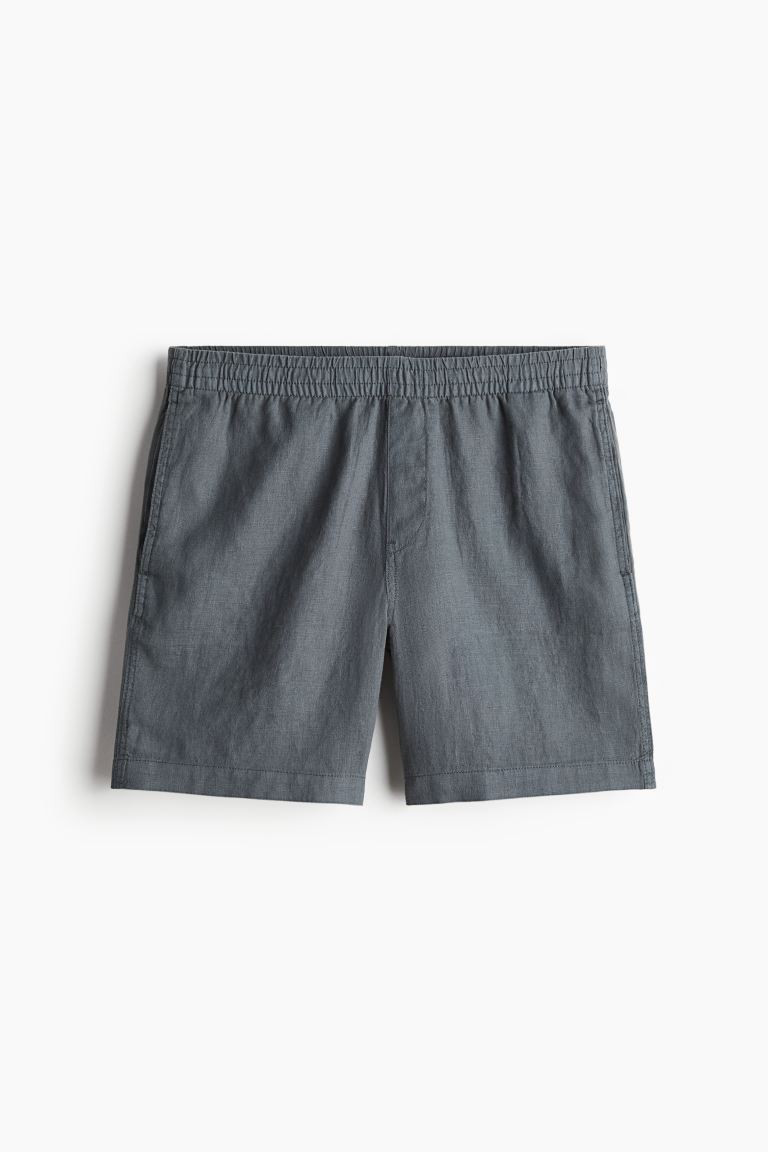 Regular Fit Linen Shorts - Regular waist - Short - Dark turquoise - Men | H&M US | H&M (US + CA)