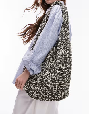 Topshop Tara unlined straw scoop shoulder bag in black | ASOS (Global)