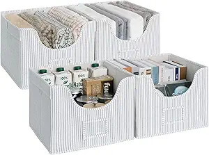 StorageWorks Closet Storage Bins, Fabric Storage Bins, Shelf Storage Baskets with Cutout Window a... | Amazon (US)