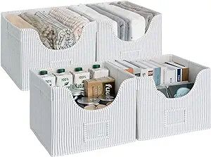 StorageWorks Closet Storage Bins, Fabric Storage Bins, Shelf Storage Baskets with Cutout Window a... | Amazon (US)