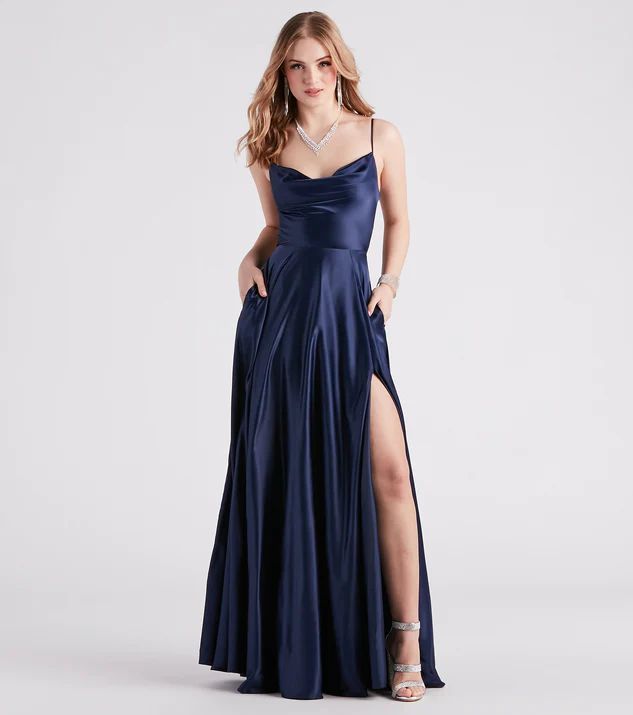 Winslow Formal Satin Lace-Up Dress | Windsor Stores