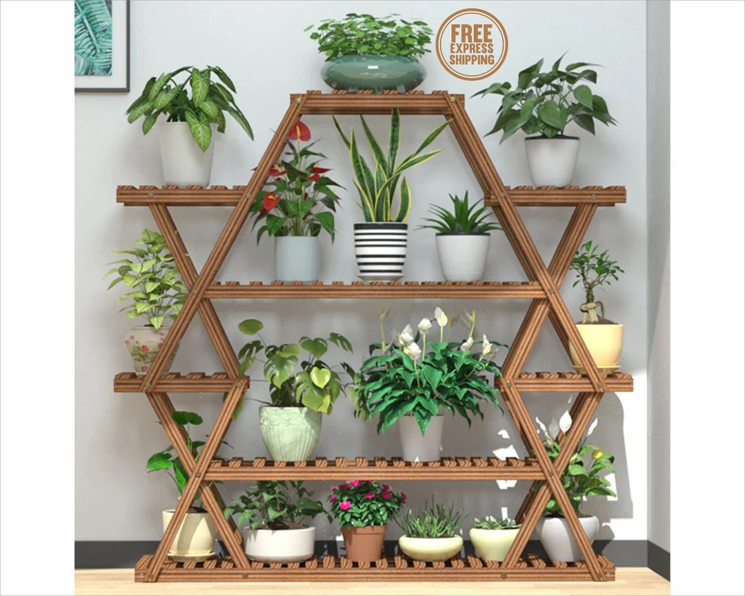 Indoor Wood Plant Stand, Tiered Vintage Outdoor Plant Stand, Tall Plant Stand For Multiple Plants... | Etsy (US)