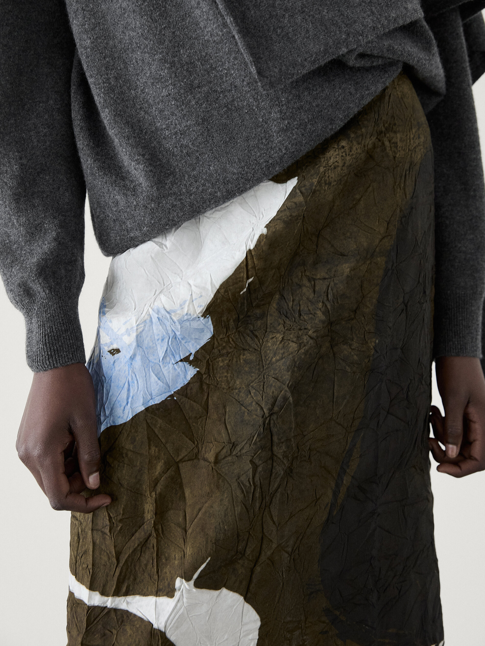 Printed midi skirt with slit detail | Massimo Dutti US