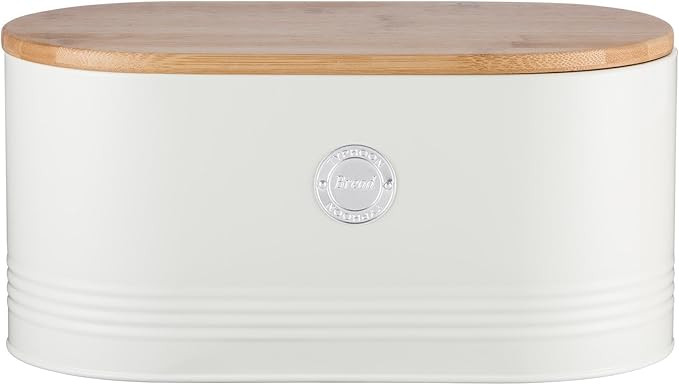 Typhoon Living Bread Bin with Bamboo Lid, 16 x 33.5 x 18 cm, Cream | Amazon (US)