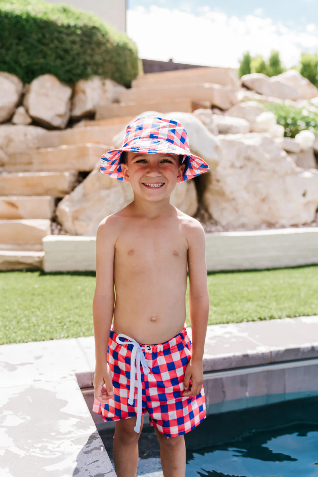 RED, WHITE & TRUMAN DREAM SWIM TRUNKS | DREAM BIG LITTLE CO