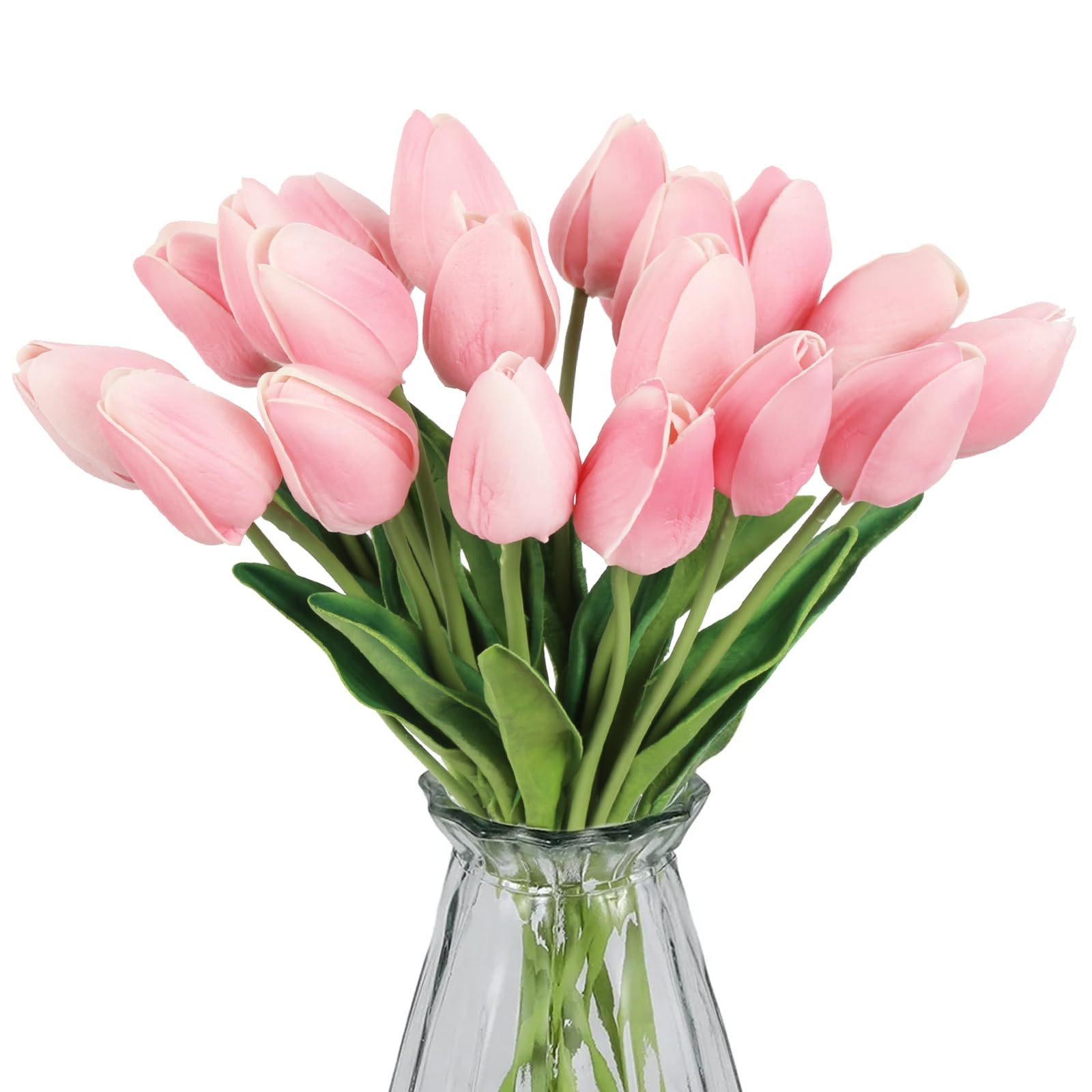 20pcs Pink Tulips Artificial Flowers, 14.2inches Real Touch Faux Tulips Spring Fake Flowers for E... | Amazon (US)