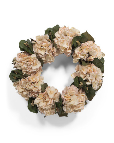24in Uv Resistant Faux Hydrangea Eucalyptus Wreath | TJ Maxx