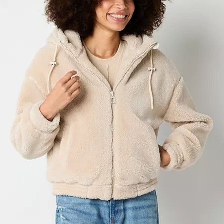 Arizona Sherpa Heavyweight Womens Juniors Bomber Jacket, Xx-large, Brown | JCPenney