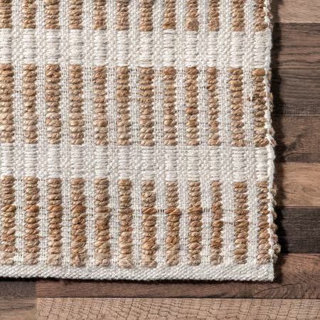Natural Elle Striped Jute 5' x 8' Area Rug | Rugs USA