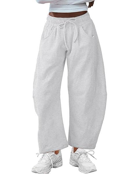 SeekMe Women's Barrel Leg Sweatpant Drawstring Elastic Waisted Wide Leg Pants Casual Cotton Palaz... | Amazon (US)