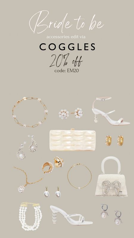 Bride to be accessories edit
Via Coggles 
EM20 for 20% off 




#LTKeurope #LTKwedding #LTKSeasonal