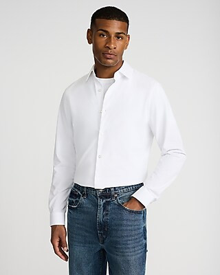 Slim Solid Stretch Modern Tech 1MX Dress Shirt | Express
