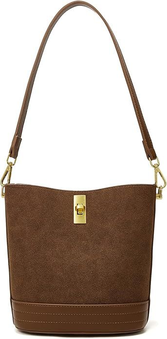 Small Bucket Bag Bucket Purse for Women Shoulder Purse Crossbody Handbag Mini Faux Suede Hobo Bag | Amazon (US)