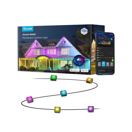 Govee 100ft RGBIC Permanent Outdoor Lights with 72 Lights Black Version | Walmart (US)