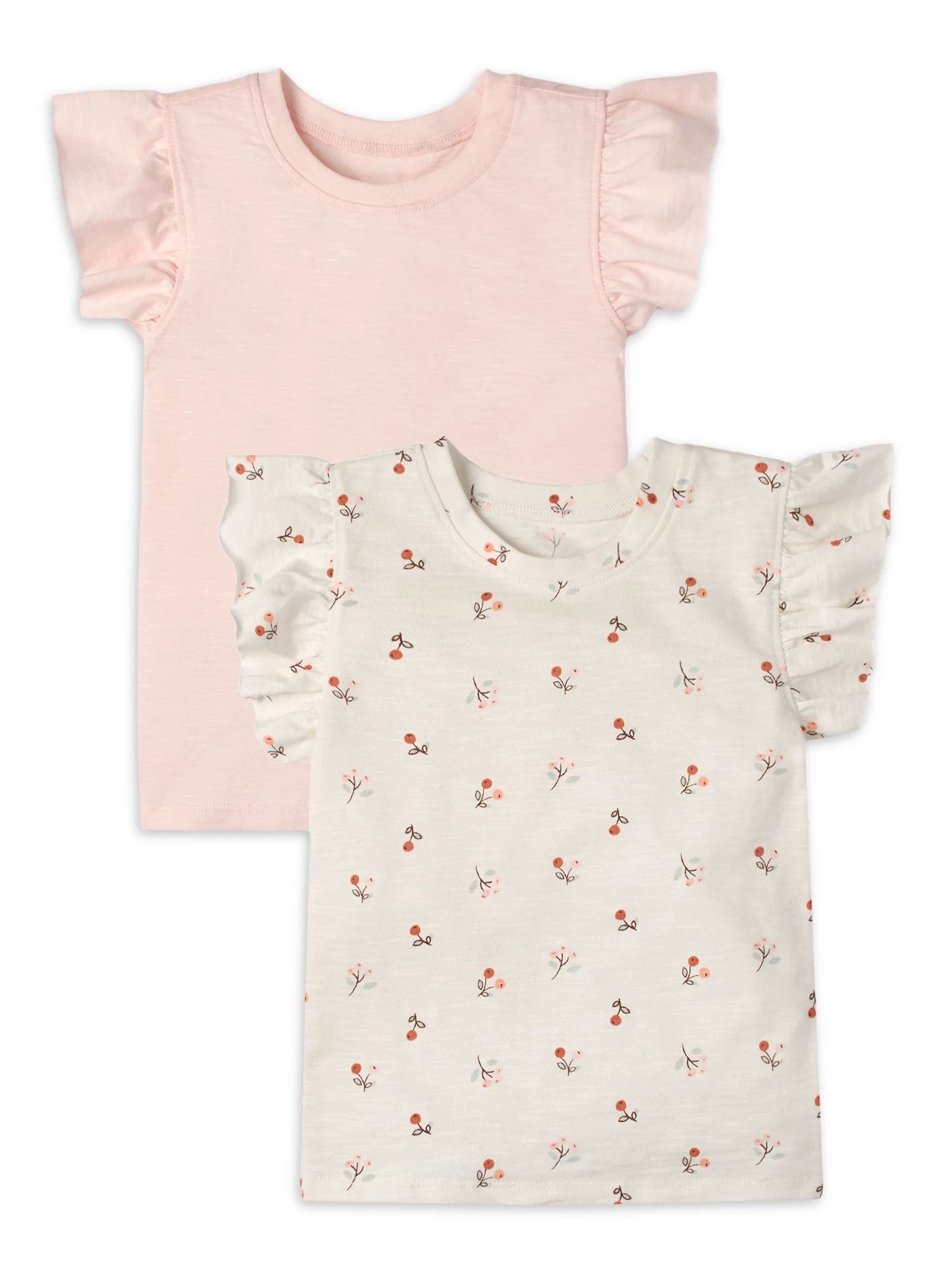 Modern Moments by Gerber Baby and Toddler Girls T-Shirt with Flutter Sleeves, 2-Pack, 12M-5T | Walmart (US)