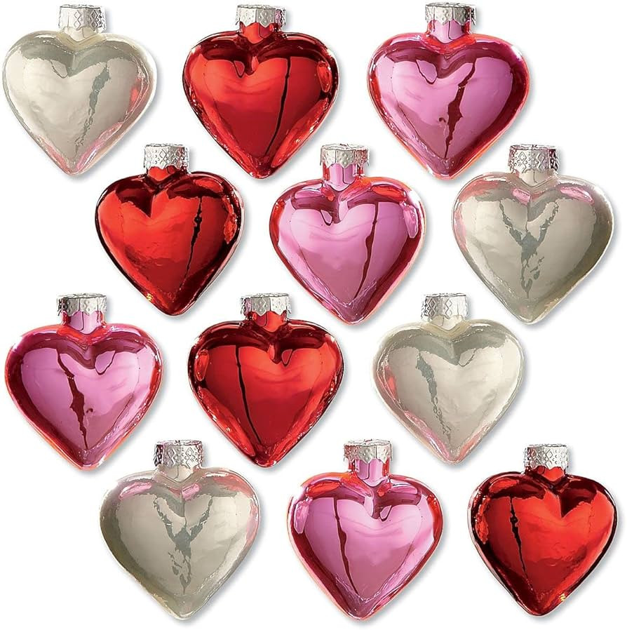 Lillian Vernon Shiny Glass Hearts Blown Glass Valentine’s Day Ornaments - Handcrafted Hanging T... | Amazon (US)