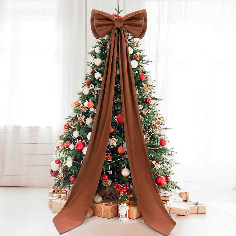Giant Bow Decor Christmas Tree Topper Decoration Big Bows for Room Wall Backdrop 75x18 Inch Ribbo... | Amazon (US)