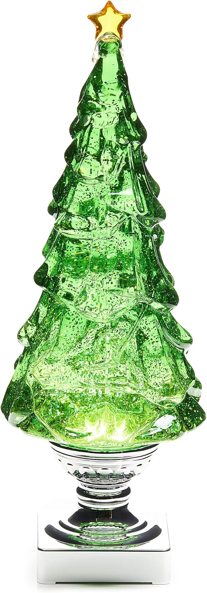 ReLIVE Light Up Christmas Tree Snow Globe with Glitter, 15.25" Green Acrylic Base | Amazon (US)